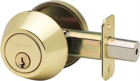 Copper Creek DB2410PB Single Cylinder Deadbolt, Polished Brass