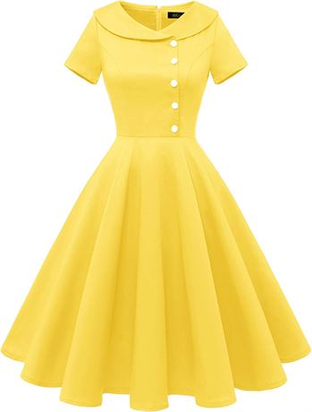 Wedtrend 1950's Vintage Women's Dress, Size L, Yellow