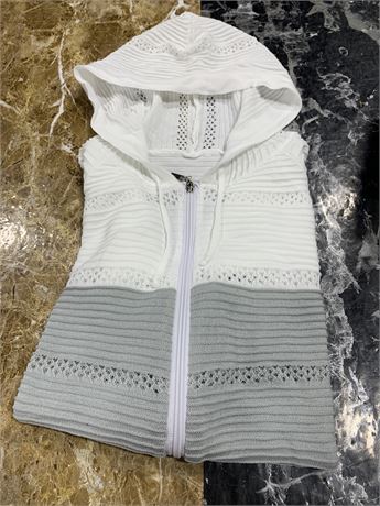 Zip up Hoodie, White/Grey/Blue, Size Unknown