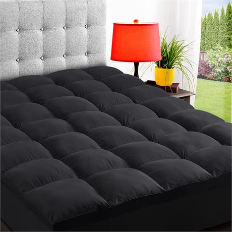 ELEMUSE King Black Cooling Mattress Topper for Back Pain King