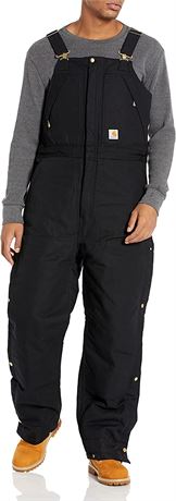 Carhartt Mens Loose Fit Firm Duck Insulated Biberall, Small, Black