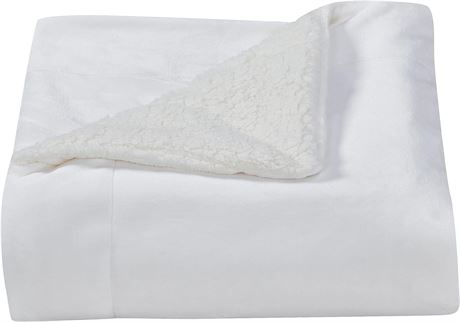 Sherpa Fleece Throw Blanket for Couch White Throw Blanket