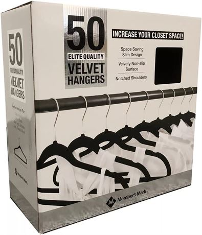 Member's Mark Elite-Quality Black Velvet Hangers with Chrome Hooks