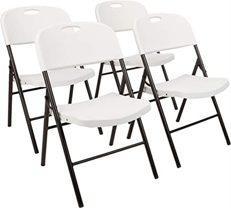 Folding Plastic Chair, 350-Pound Capacity, White, 4-Pack