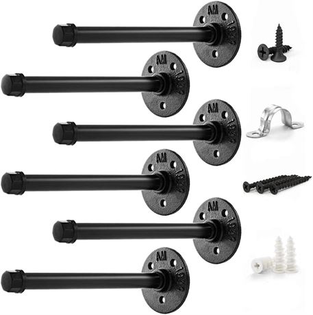 Pipe Bracket (10 pcs Black Steel) - Industrial DIY Pipe Shelf Bracket