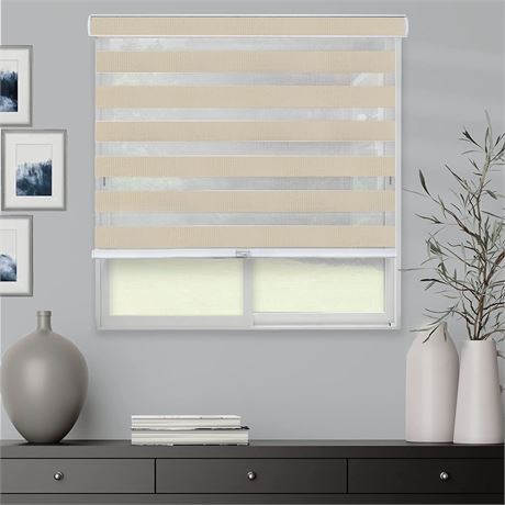 CHICOLOGY Zebra Blinds - 65" W X 72" H, Basic Pearl