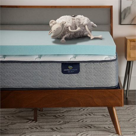 Serta ThermaGel Memory Foam Mattress Topper, Twin XL, Blue