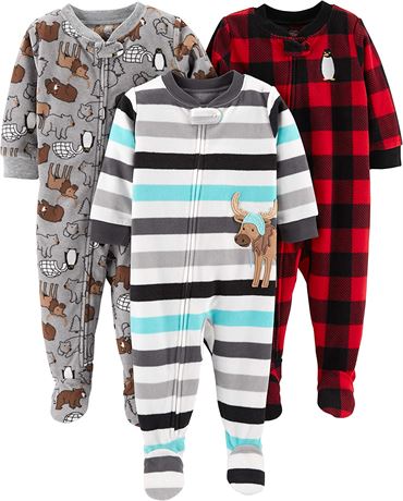 Simple Joys by Carter's Toddlers Fleece Footed Pajamas, 3 Pack - 18M - Assorted