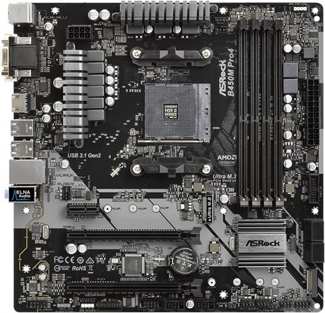 ASRock B450M PRO4 AM4 AMD Promontory B450 SATA 6Gb/s USB 3.1 HDMI Micro ATX