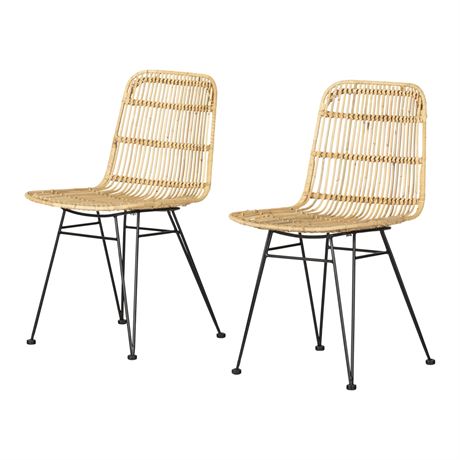 South Shore Furniture Balka Rattan Dining Chair, Set of 2