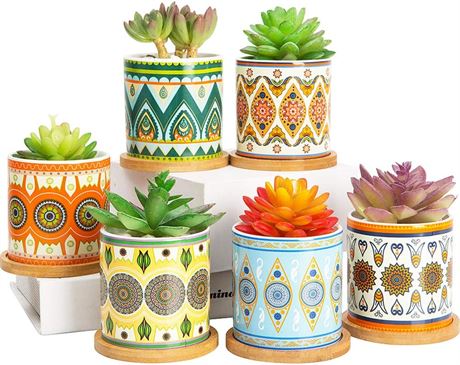 COLOAPT Succulent Plant Pots - 3.1 inch Ceramic Succulent Planter