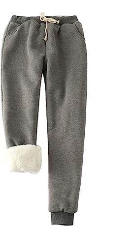 Yeokou Women's Winter Warm Athletic Sherpa Lined Joggers Fleece Pants, X-Lg