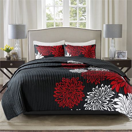 Comfort Spaces Enya Quilt Set, Casual Floral Print , King