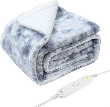 GOQO TOMO Electric Heated Blanket 50"x60" Throw with 12 Heating Levels - Grey