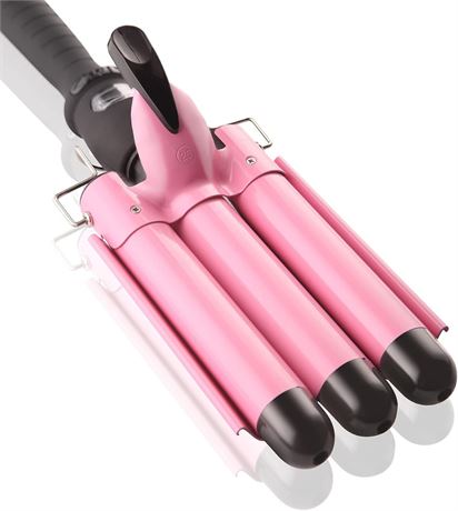 3 Barrel Curling Iron Wand Dual Voltage Hair Crimper with LCD Temp Display