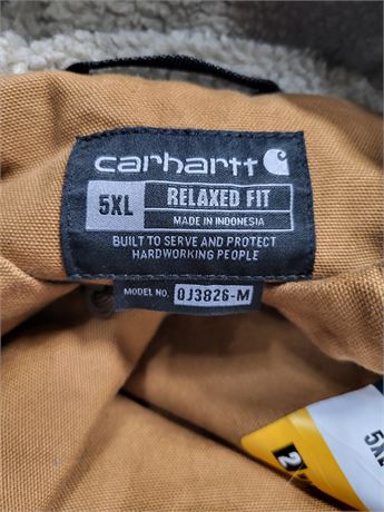 Carhartt Men's Relaxed Fit Washed Duck Sherpa-Lined Jacket, Carhartt Brown, 5XL