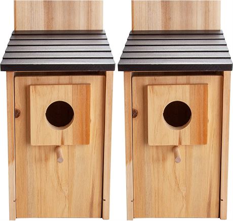 Cartman Cedar Blue Bird Box House, Wood Bird Houses, 2PK