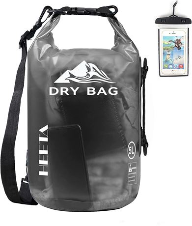 HEETA Waterproof Dry Bag for Women Men, 5L Roll Top Lightweight Dry Storage Bag