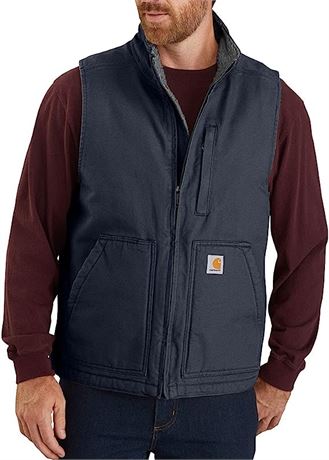 Carhartt Men's Loose Fit Washed Duck Sherpa-Lined Mock-Neck Vest, X-Lg