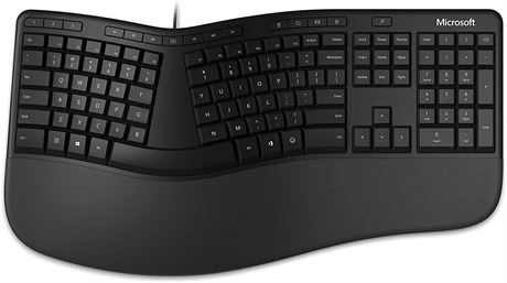 Microsoft Ergonomic Keyboard Wired, Comfortable Ergonomic Keyboard with Cushion