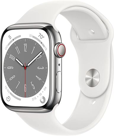 Apple Watch Series 8 [GPS/Cellular - 45mm] - Unlocked - Silver w/ White Band