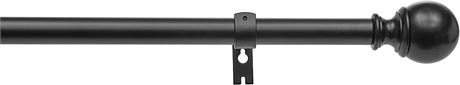 Amazon Basics 1-Inch Curtain Rod w/ Round Finials, 1Pk, 72"-144", Black