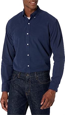 Amazon Essentials Men's Regular-Fit Long-Sleeve Oxford Shirt, Navy, Lg