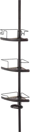 HomeZone 3 Tier Extension Pole Corner Shower Caddy with Shelves