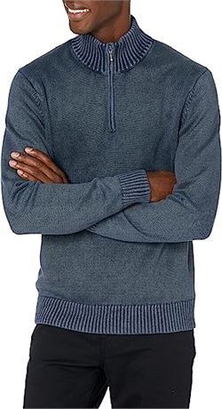 Goodthreads Men's Soft Cotton Quarter-Zip Sweater, Navy, X-Lg