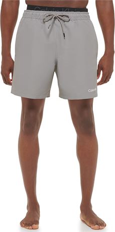 Calvin Klein Men's Standard Uv Protected Quick Dry Swim Trunk - Medium - Grey