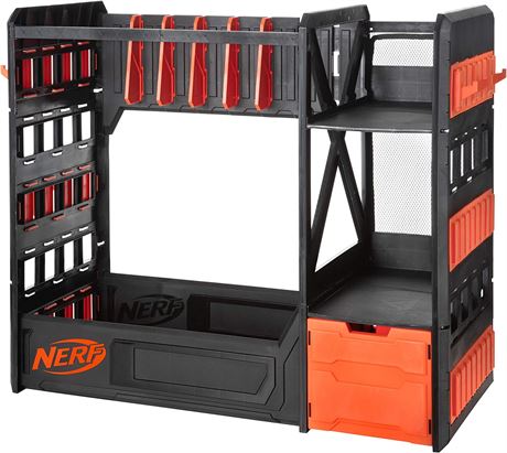 NERF Elite Blaster Rack, Storage for up to Six Blasters, Shelving and Drawers