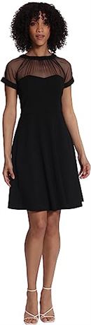 Maggy London Women's Fit-and-Flare Illusion Dress, 18 W