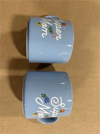 16oz Stoneware Super Mom Mug - Parker Lane -  Set of 2 - NEW