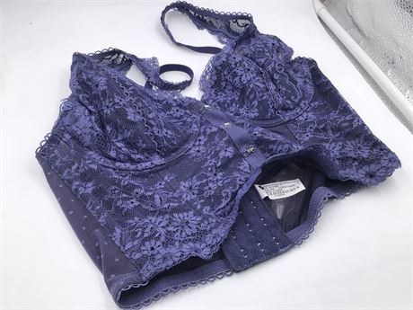 Victoria's Secret Chest-Support Bra, 34B, Prussian Blue/Lace