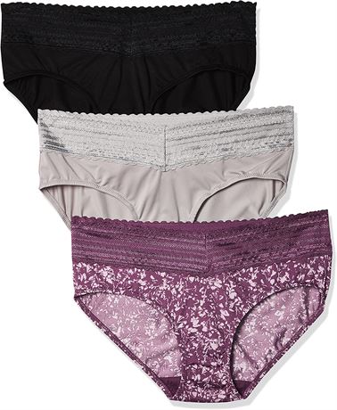 Warner's Women's 3-Pack Cotton Hipster Panties, Large, Pink/Black/Platinum