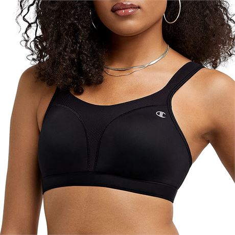 Champion Double Dry Sports Bra, 34B, Black/Blue