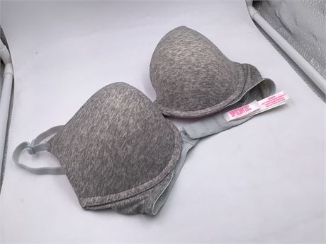 Victoria's Secret Push-Up Bra, 32D, Gray/White Ash/Pink