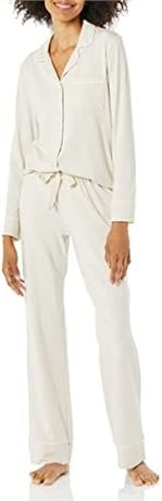 Amazon Essentials Women's Cotton Modal Pajama Set, Beige Medium