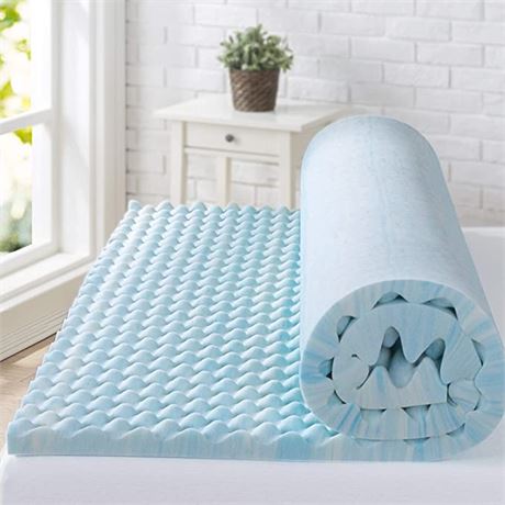 ZINUS 1.5/2/3/4-inch Swirl Gel Cooling Memory Foam Mattress Topper, 2 in, Queen