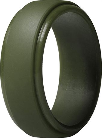 ThunderFit Silicone Ring for Men, Olive Green, Size 7