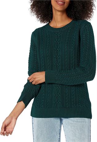 Amazon Essentials Women's Long-Sleeve Crewneck Sweater, Small, Deep Green