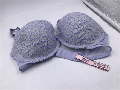 Victoria's Secret Push-Up Bra, 34D, Thistle Purple/Gold/Lace