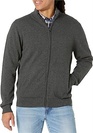 Amazon Essentials Men's Full-Zip Cotton Sweater, Lg