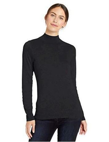 Women's Lightweight Mockneck Sweater,, Black, Medium