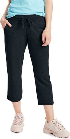 Hanes Capri Sweatpants, Black, 2XL