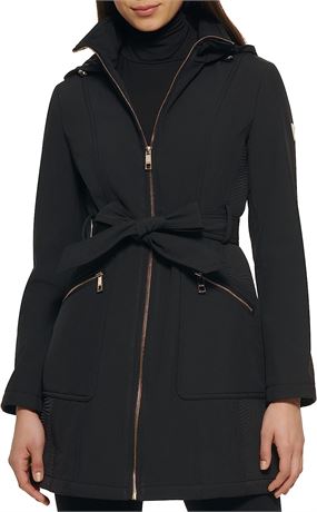 GUESS Softshell Coat� Casual, Transitional Jacket for Women, Black, Large