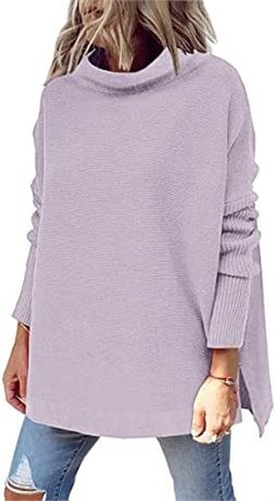 Lillusiory Mock Turtle Neck Sweater for Women, Large, Light Purple