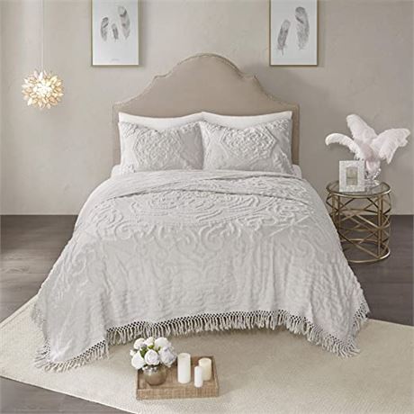 Madison Park Laetitia 100% Cotton Quilt Set, Full/Queen, Gray