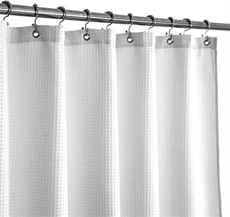 Extra Long Shower Curtain with 86 inch Height, Waffle Weave, Machine Washable