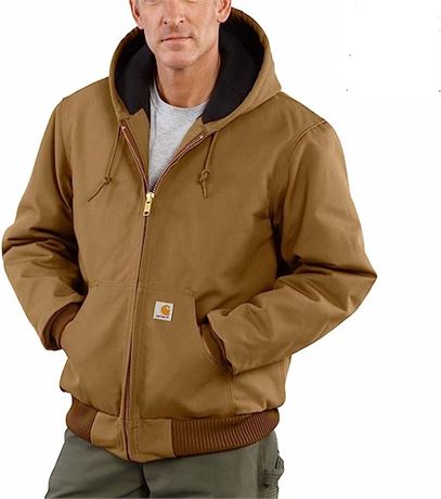 Carhartt Men's Loose Fit Firm Duck Insulated Flannel-Lined Active Jacket, XL